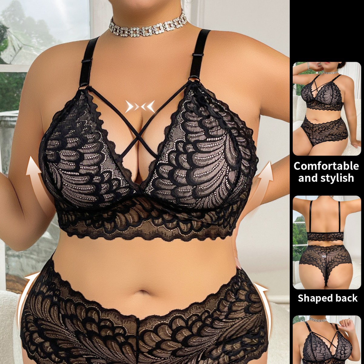 Seamless Underwear Women - Plus Size Lingerie Set Wire-Free Seamless
