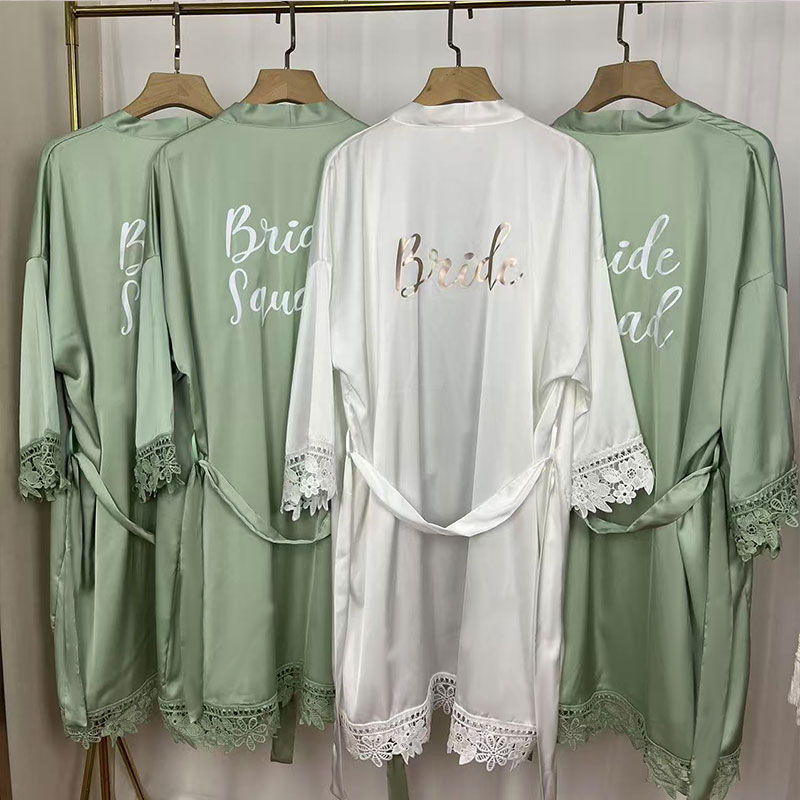 Robe Silk Women - AlterEgo A164 Bride Squad Robes Satin