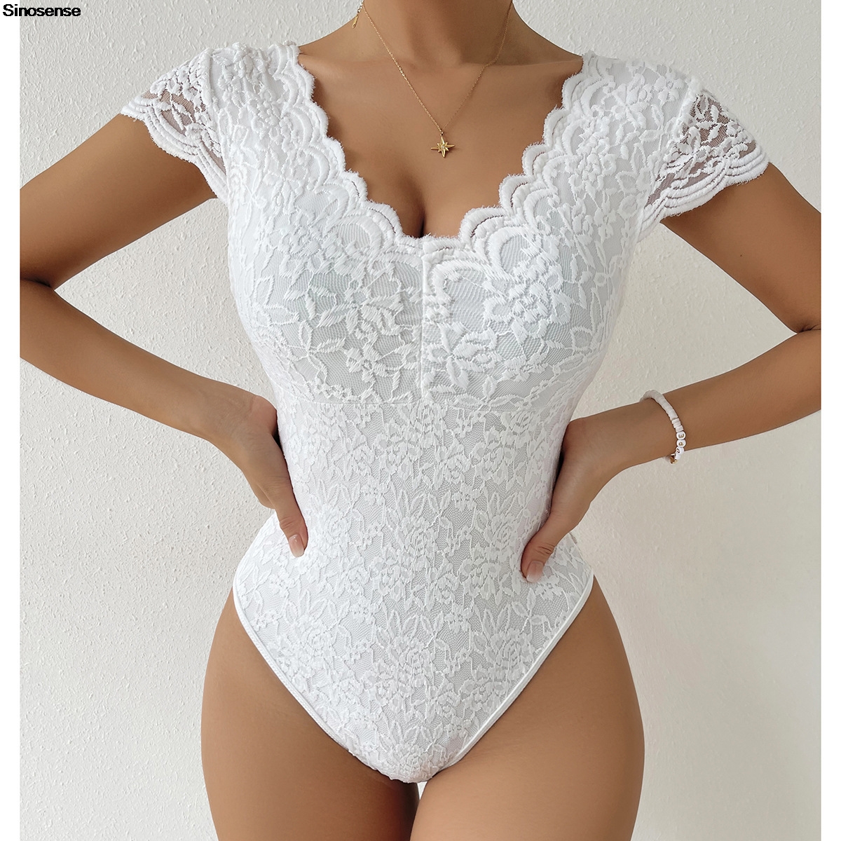 Lace Teddy Lingerie - Womens Embroidery Floral Contrast Lace Teddy