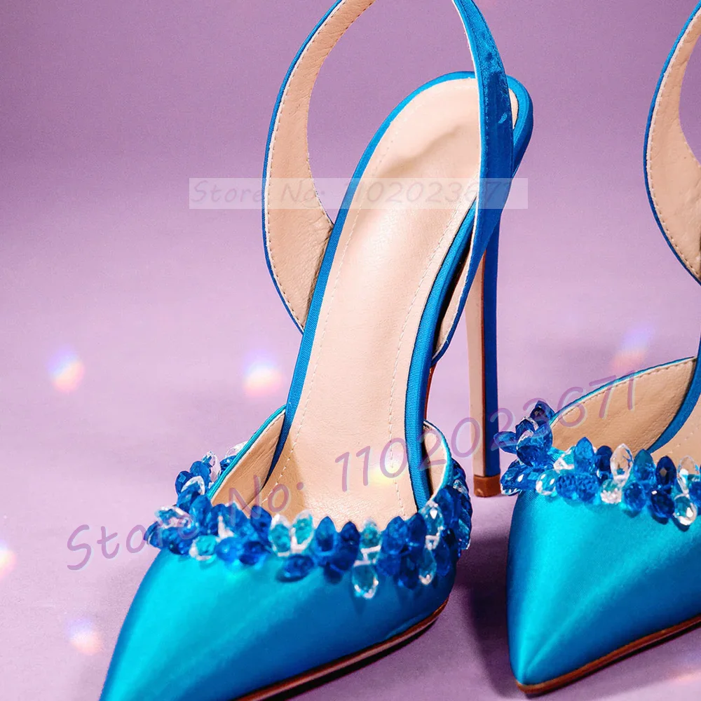 Blue Crystal Trim Elegant Sati – Slip Dress Satin recenzja i cena