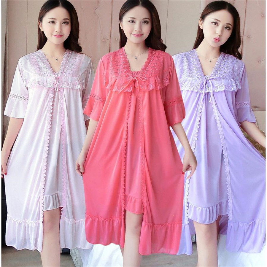 2024 Sexy V Neck Nightdress Sl – Robe Silk Women recenzja i cena