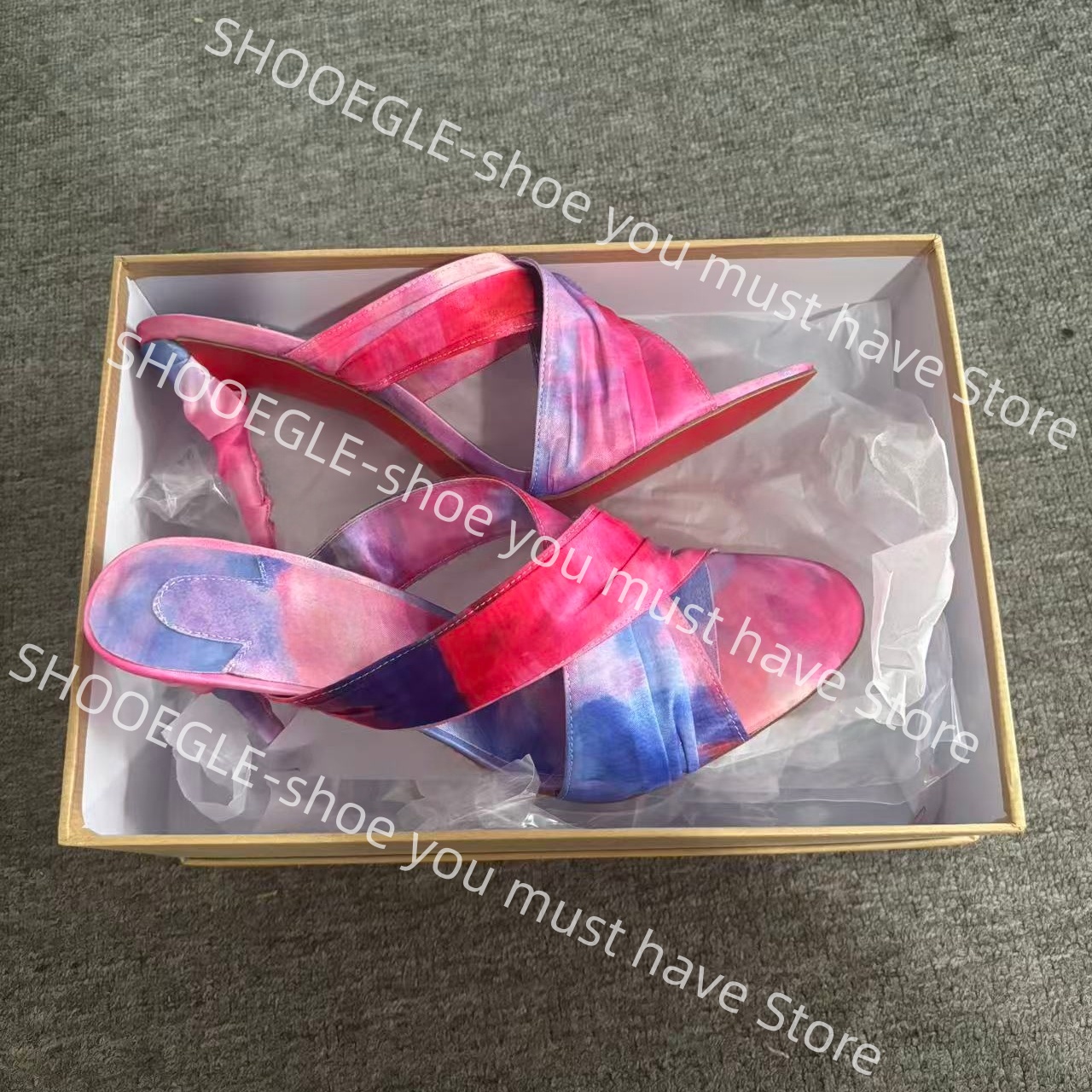 Women's Pink-Blue Tie-Dye Sati – Slip Dress Satin recenzja i cena