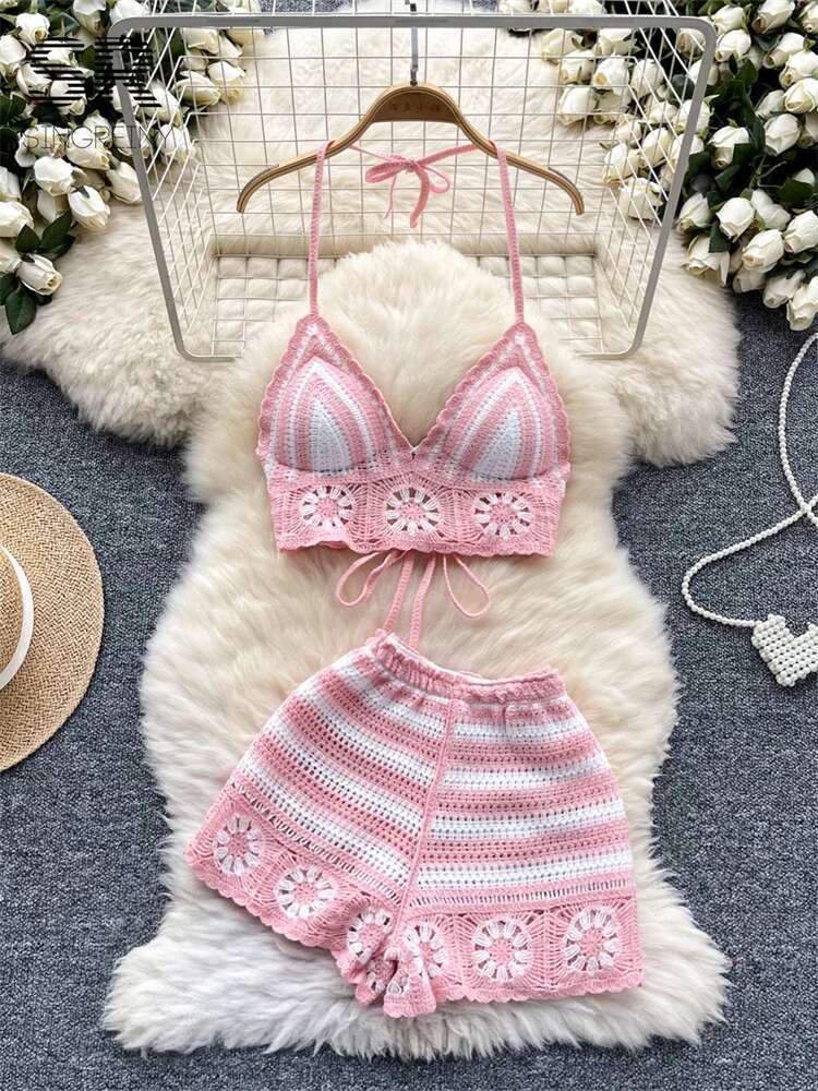 Beach Vacation Knit 2pcs Suits – Cami Top Lace recenzja i cena