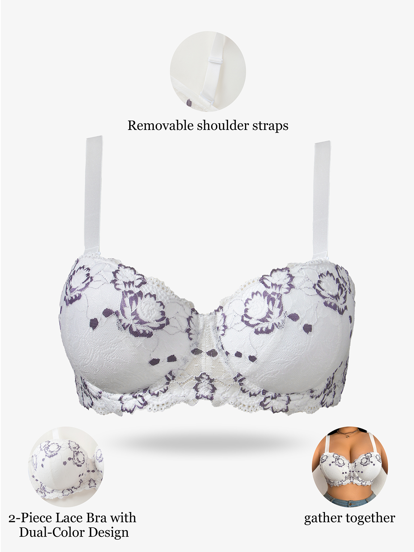 Plus Size Lace & Embroidery Wo – Push Up Bra Padded recenzja i cena