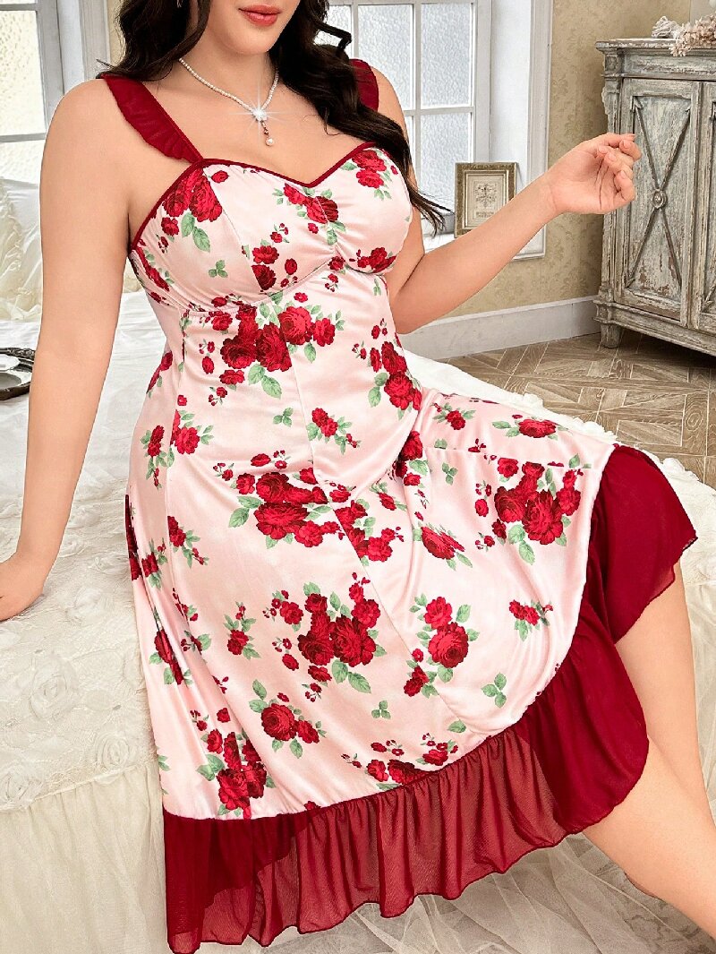 Plus Size Women's Floral Print – Cami Top Lace recenzja i cena
