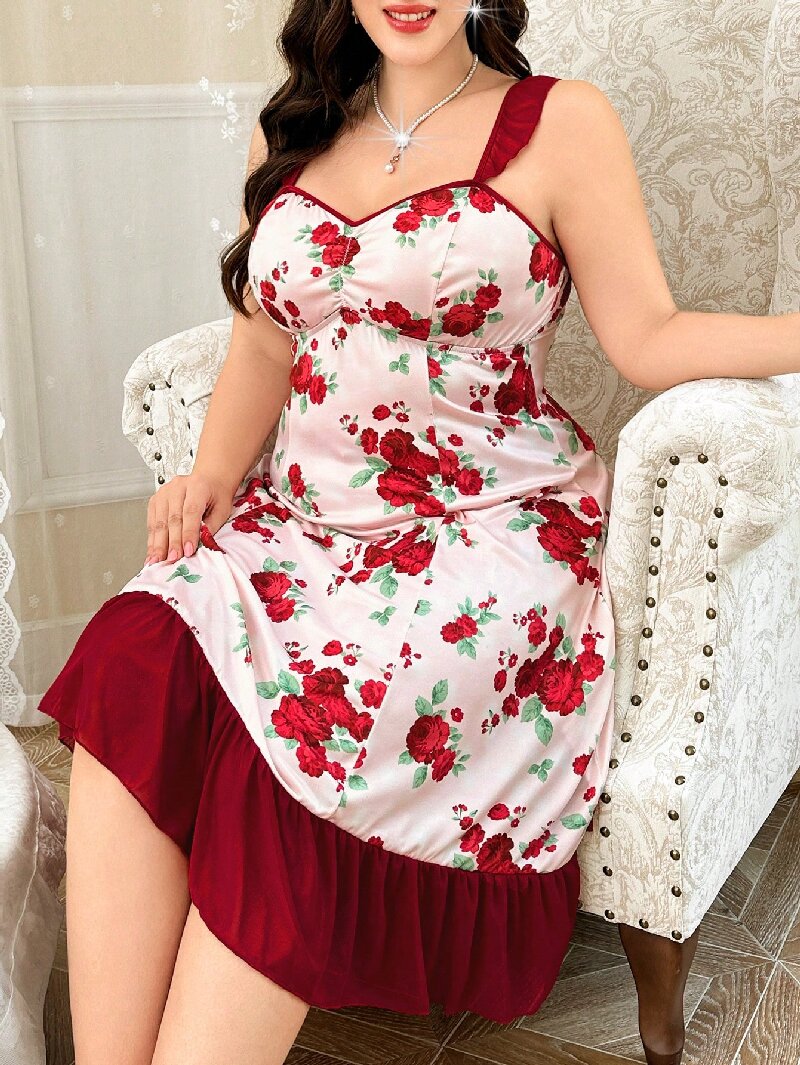 Plus Size Women's Floral Print – Cami Top Lace recenzja i cena
