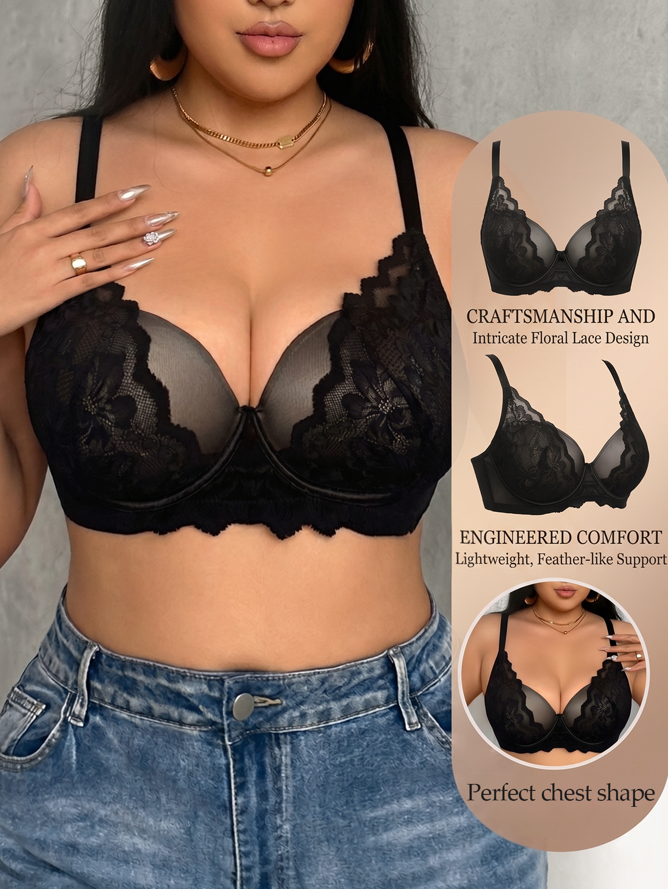 Wide Strap Plus Size Women Bra – Push Up Bra Padded recenzja i cena