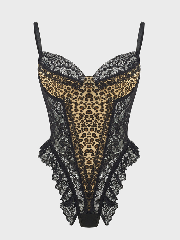 Sexy Lace Leopard Pattern Body – Shapewear Bodysuit Firm recenzja i cena
