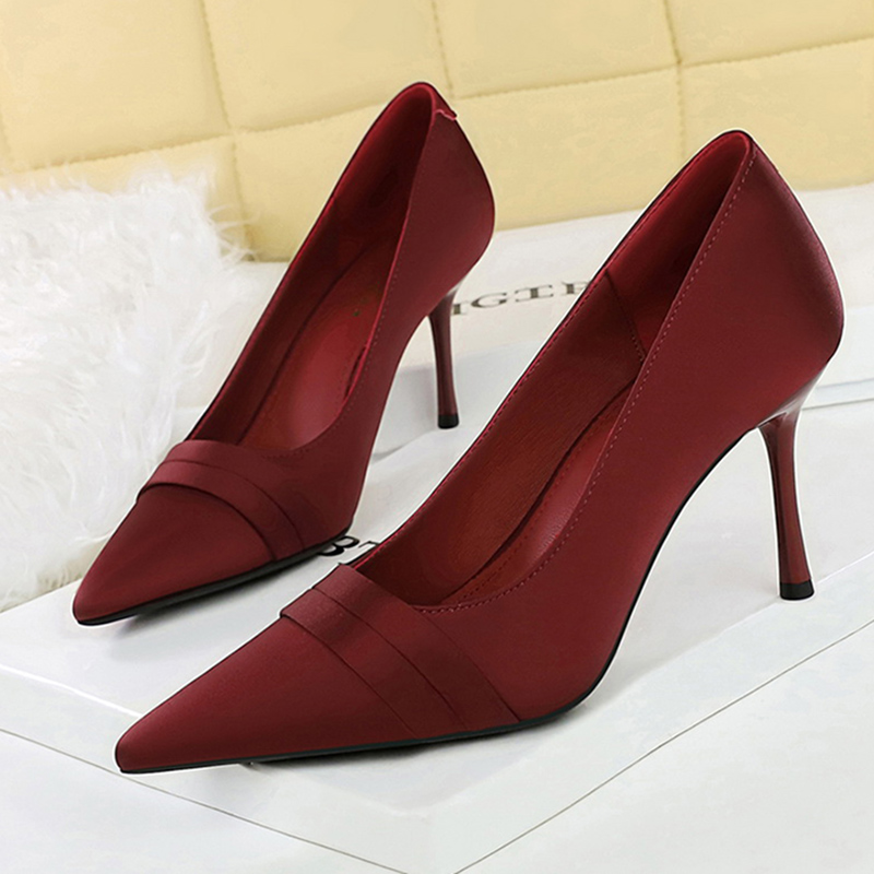 Women Elegant Burgundy 8cm Hig – Slip Dress Satin recenzja i cena