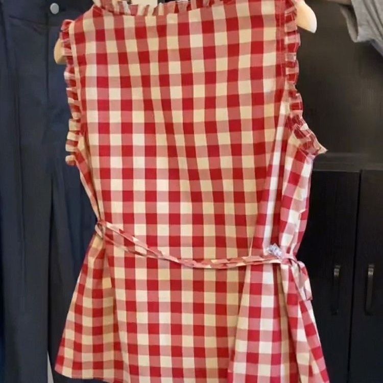 Retro Red Plaid Sleeveless Ves – Corset Waist Cinch recenzja i cena