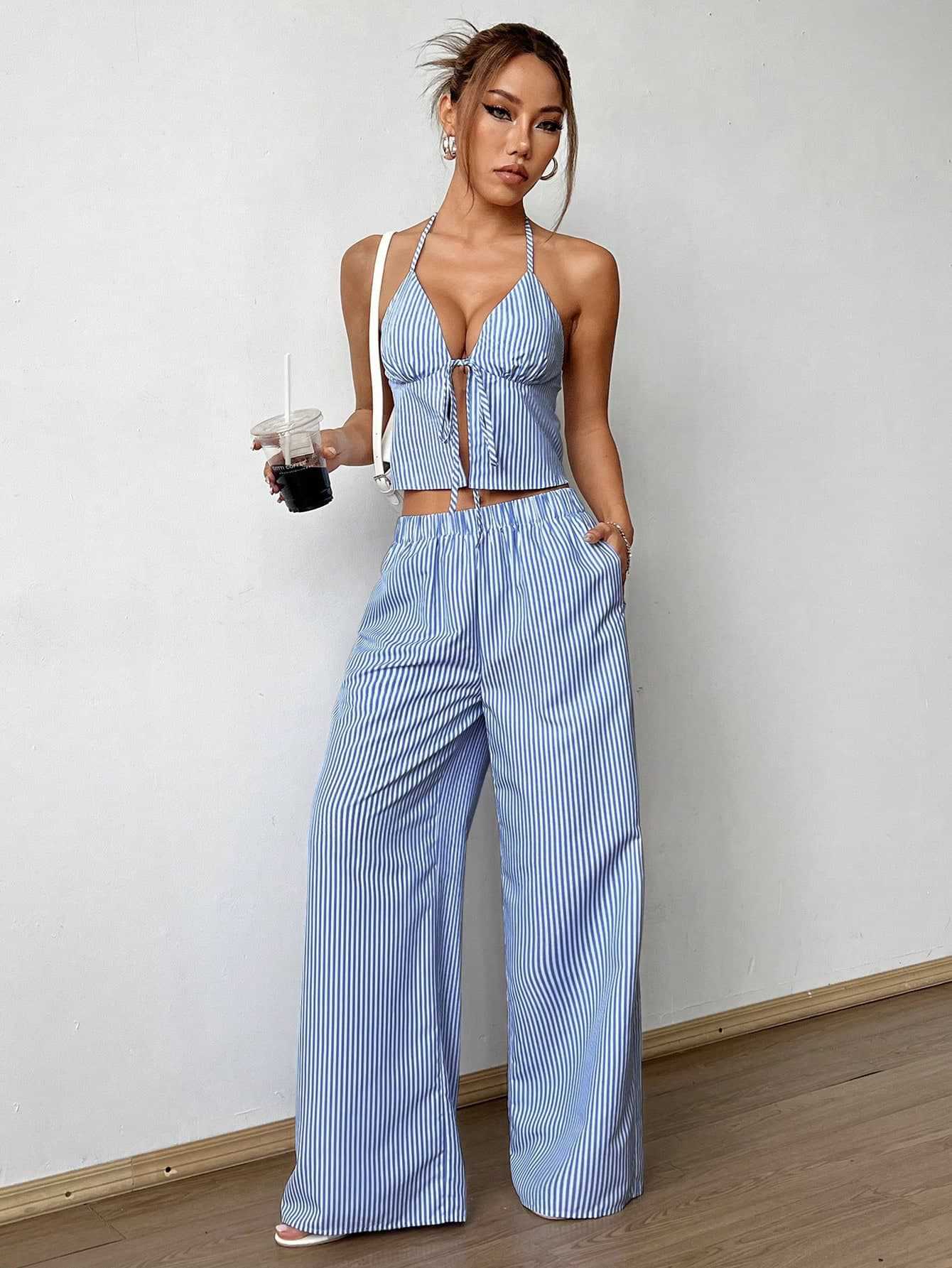 Striped Lace Up Camisole Colla – Cami Top Lace recenzja i cena