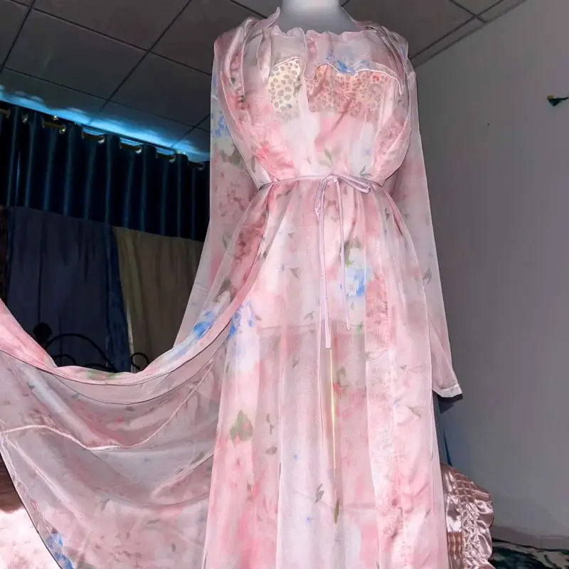 Pink Silk Printed See Through  – Robe Silk Women recenzja i cena