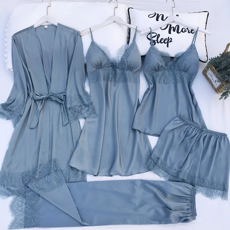 Pajamas Set Silk Satin Womens  – Robe Silk Women recenzja i cena