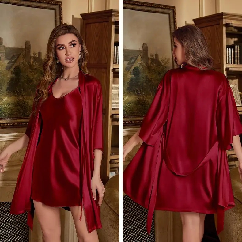 2PC Robe Suit Women Rayon Bath – Robe Silk Women recenzja i cena