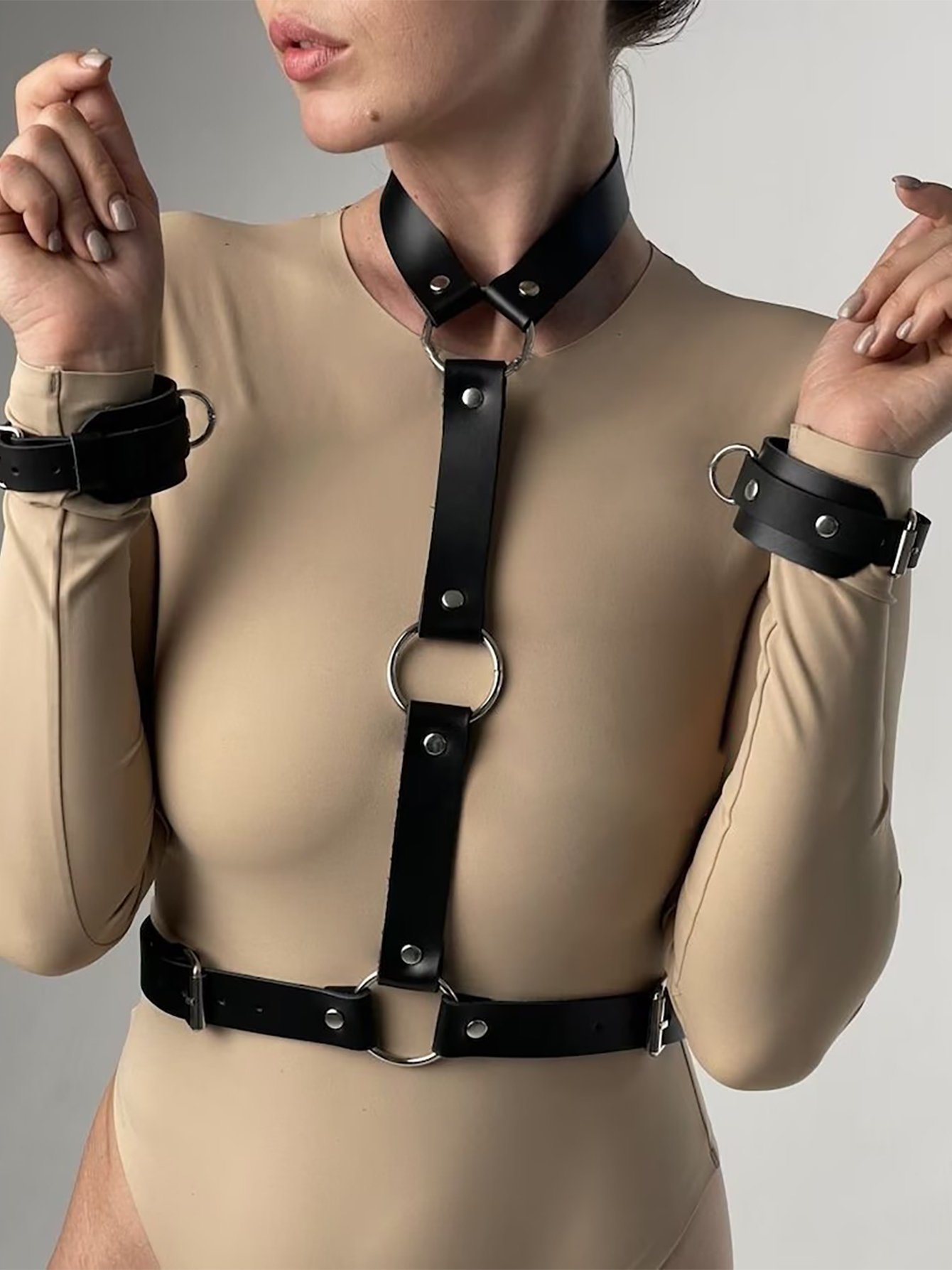 Women's Sexy Leather Harness B – Garter Belt Set recenzja i cena