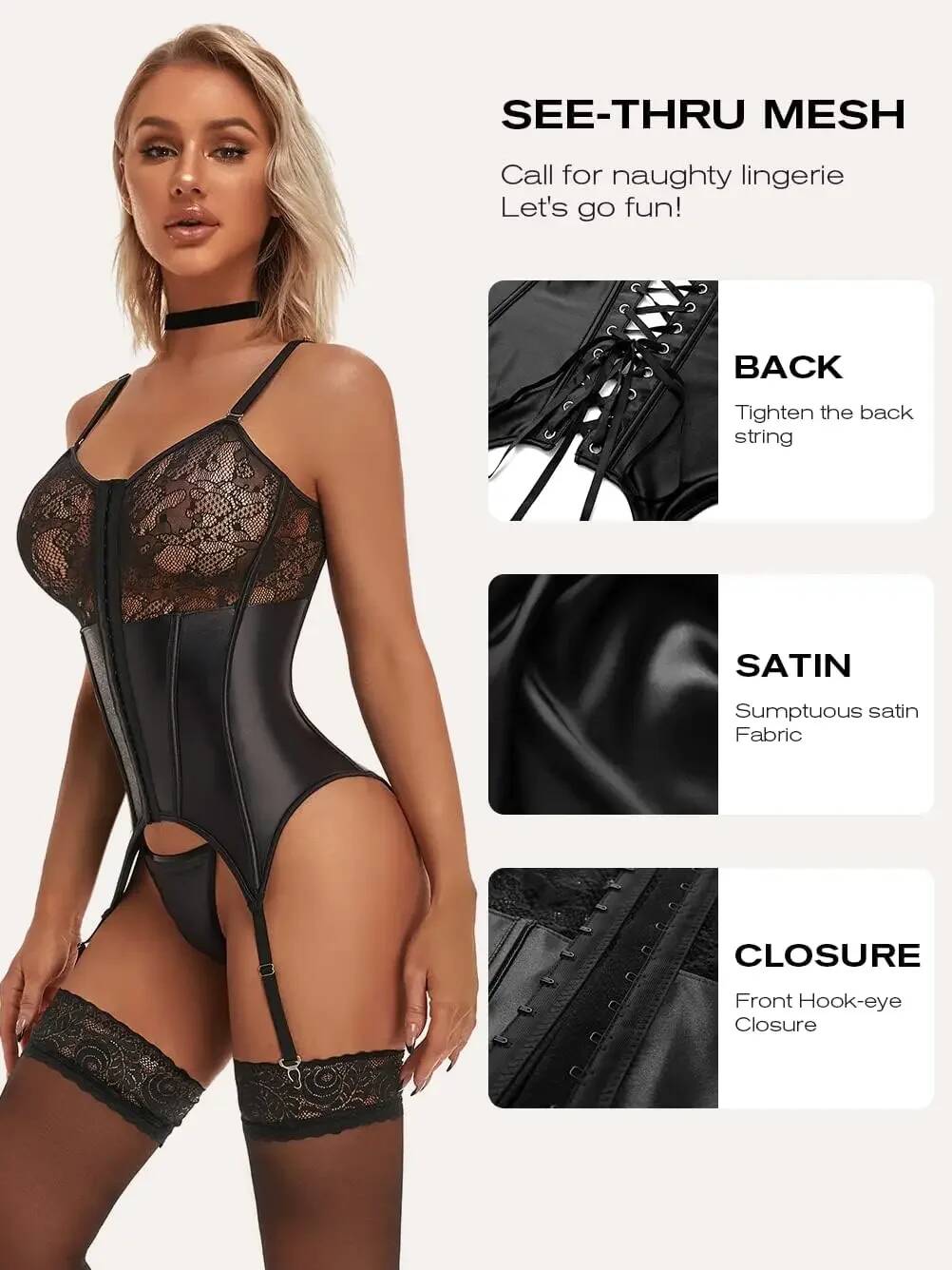 Women's Sexy Lace Lingerie Set – Lace Teddy Lingerie recenzja i cena