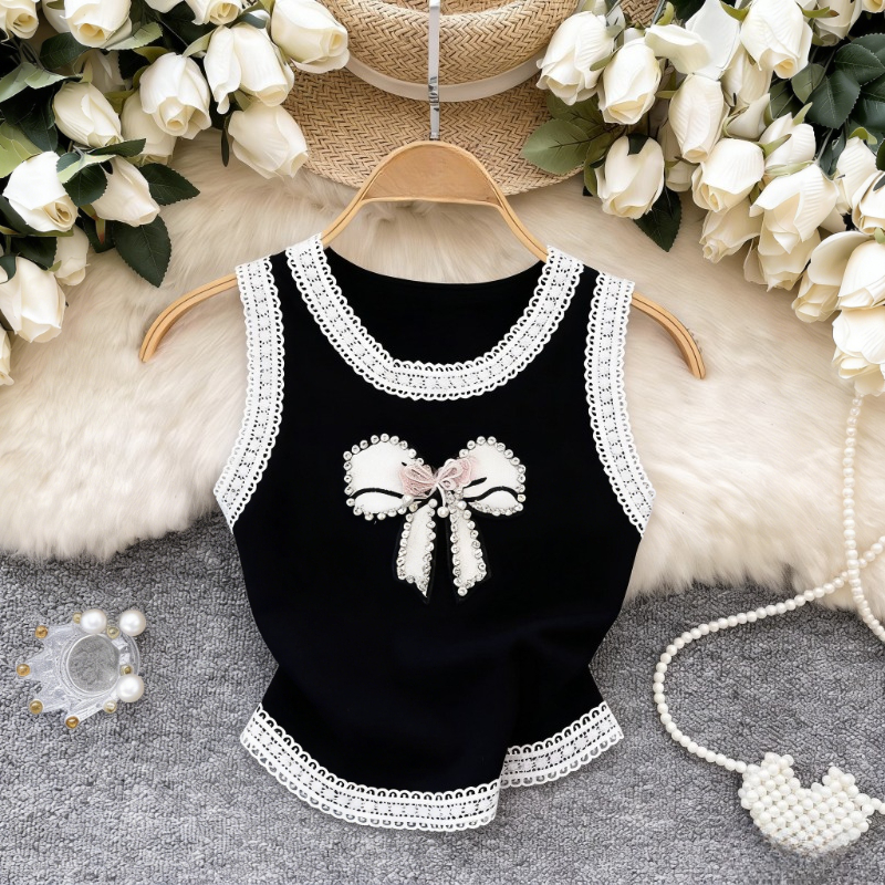 White Lace Trim Rhinestone Bow – Cami Top Lace recenzja i cena