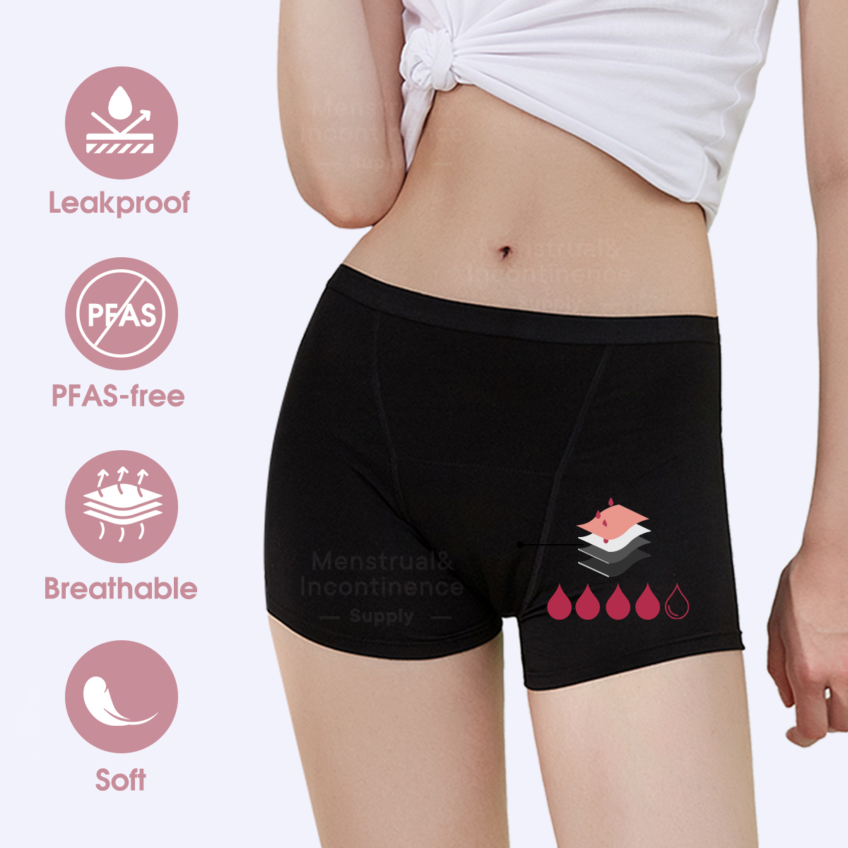 Bamboo Fiber Period Underwear  – Boyshort Underwear recenzja i cena