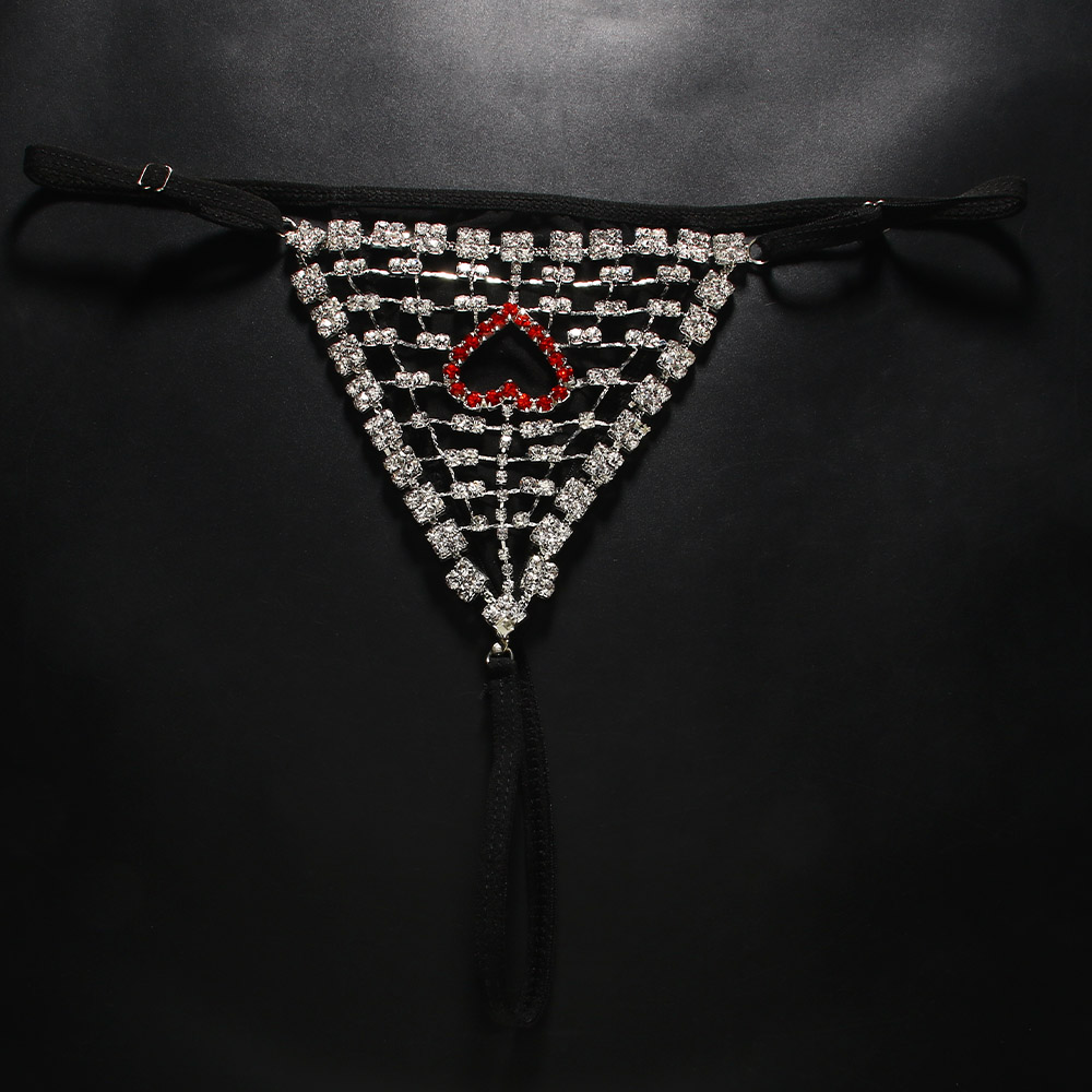 Rhinestones Heart Hollow Thong – Thong Bikini Women recenzja i cena
